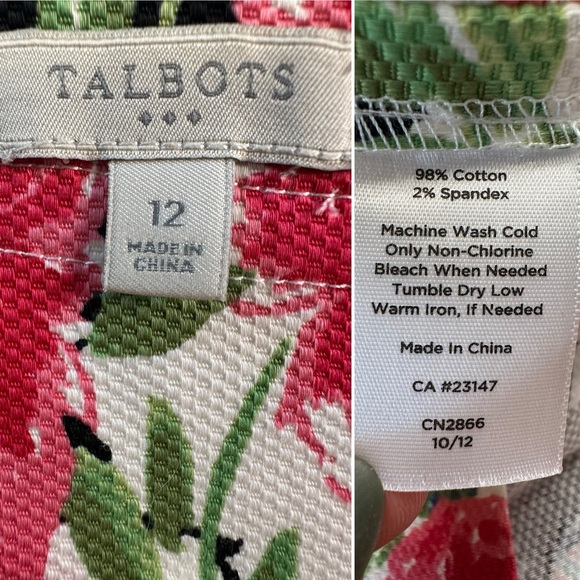 Talbots Size 12 Sleeveless Sheath Dress – Bold Floral Print, Cotton Blend - Picture 6 of 11